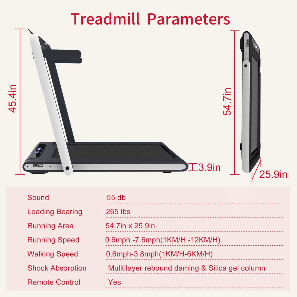 2 in 1 Under Desk Treadmill 2.5HP Folding Electric Machine