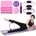Pilates Ring Circle and Pilates Ball Set 12 Inch&14Inch Magic Circle Pilates Ring9 Inch Small Exercise BallResistance Bands Set Home Pilates Equipment for Women (Pink & Purple Ring Circle)