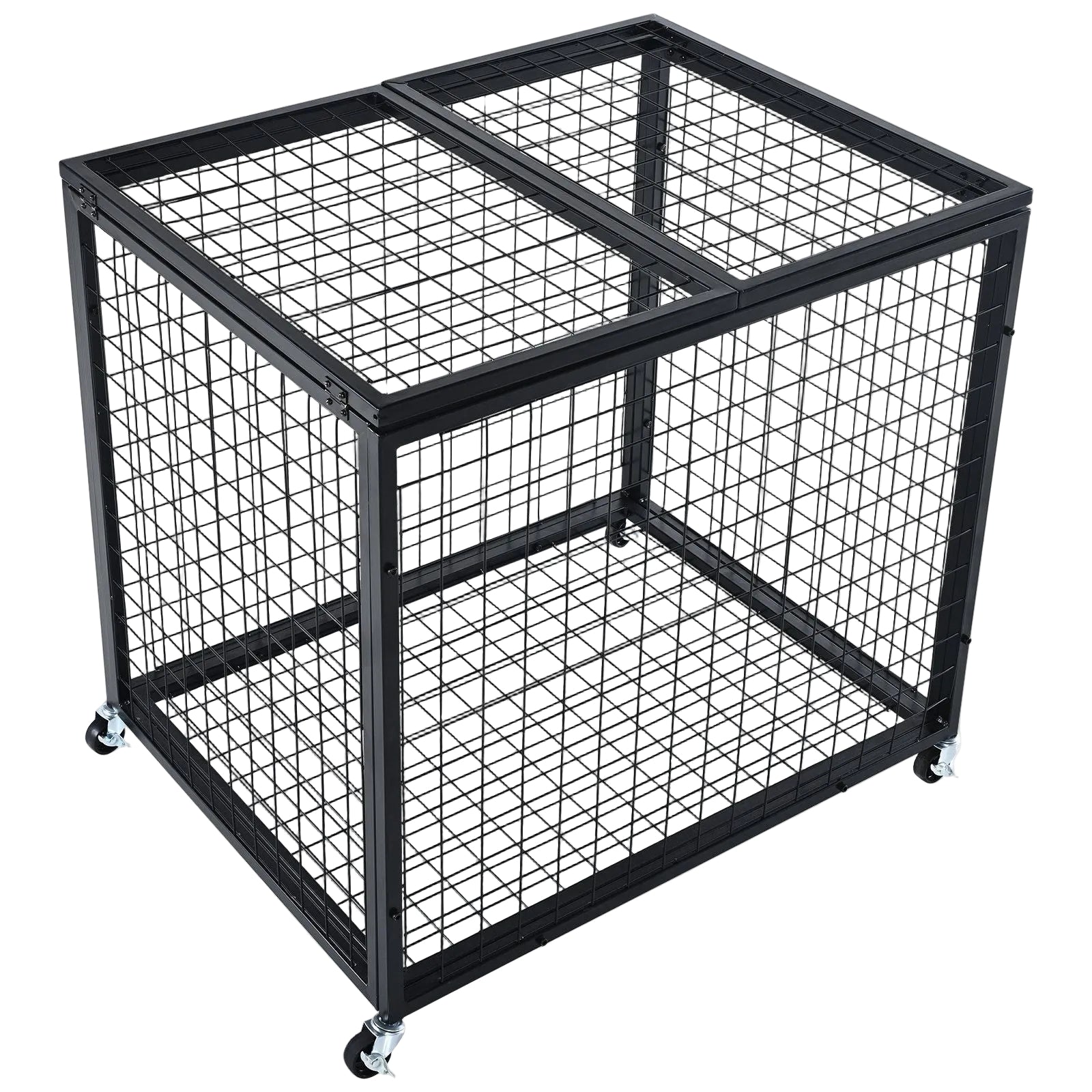 Rolling Sports Ball Storage Cart, Lockable Basketball Cage with Double Lids, Sport Equipment Holder Organizer for Indoor Outdoor, Steel Storage Rack for Garages & Home Gym.