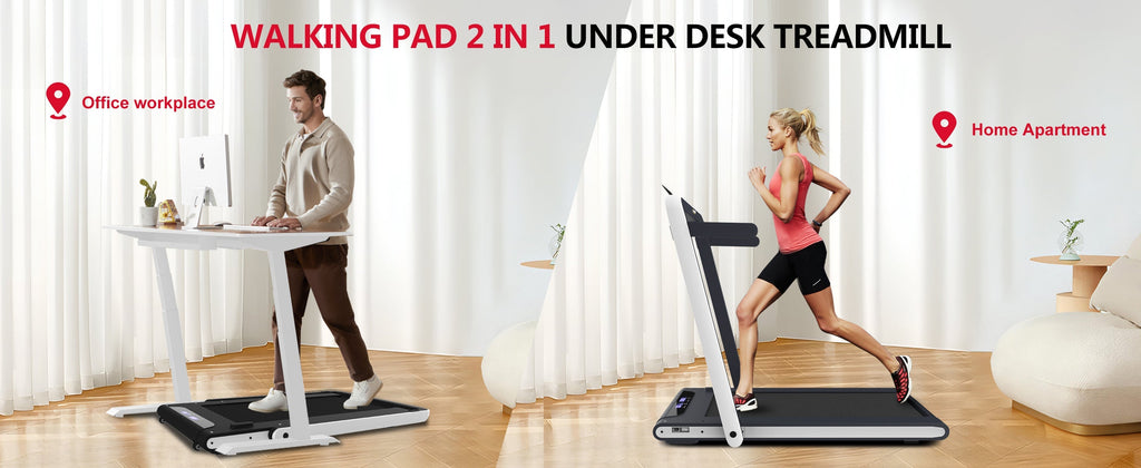 2 in 1 Under Desk Treadmill 2.5HP Folding Electric Machine